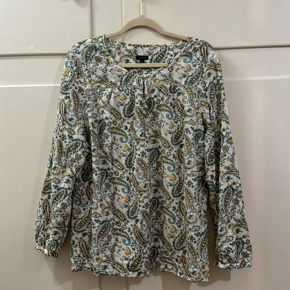 Women’s Talbots Paisley Blouse/Top Long Sleeved size XL Boho Spring